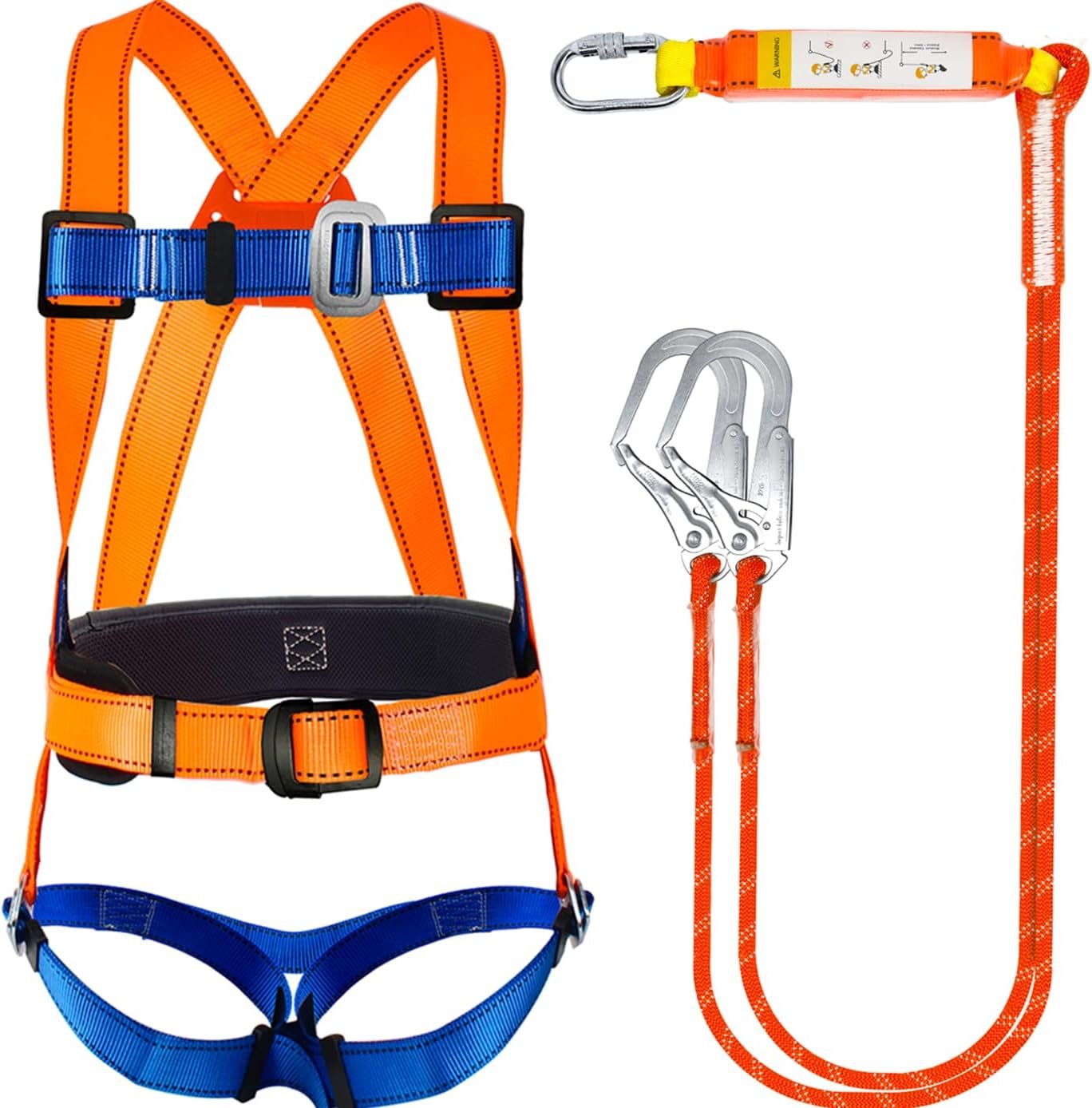 Full Body Safety Harness Tool Fall Protection with D-Rings and Waist Belt,Universal Personal Protective Equipment ANSI/ASSE OSHA/ANSI