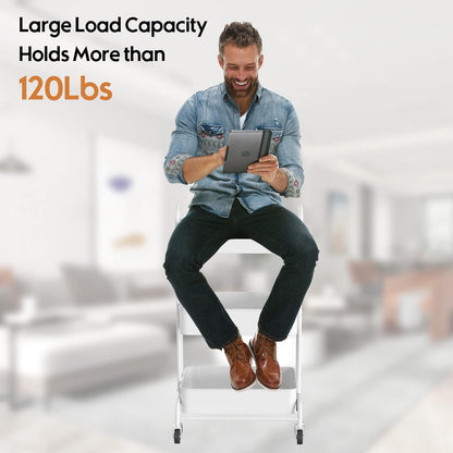 Ceayell 3-Tier Metal Rolling Storage Cart Heavy Duty Utility Cart Organizer with Lockable Wheels (WHT)