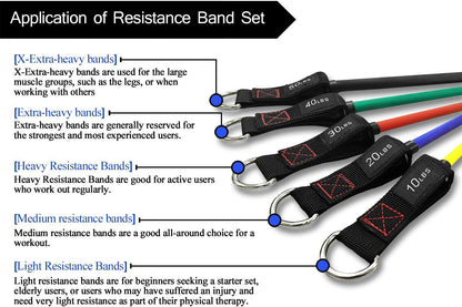 TheFitLife Exercise and Resistance Bands Set - 5 Fitness stackable up to 110/150/200/250/300 lbs Workout Tubes for Indoor and Outdoor Sports, Fitness, Suspension, Speed Strength, Baseball Softball Training, Home Gym, Yoga