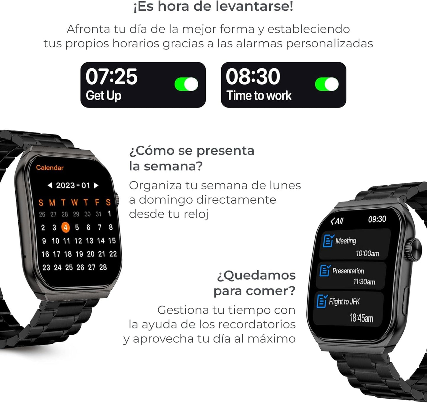 Ksix Olympo Smart Watch for Men, Stylish Calls and Notifications, Cool AMOLED Display, Health and Sports Monitor, Voice Assistants, 5 Days Runtime, iOS App and, Black, Standard, Black, Standard