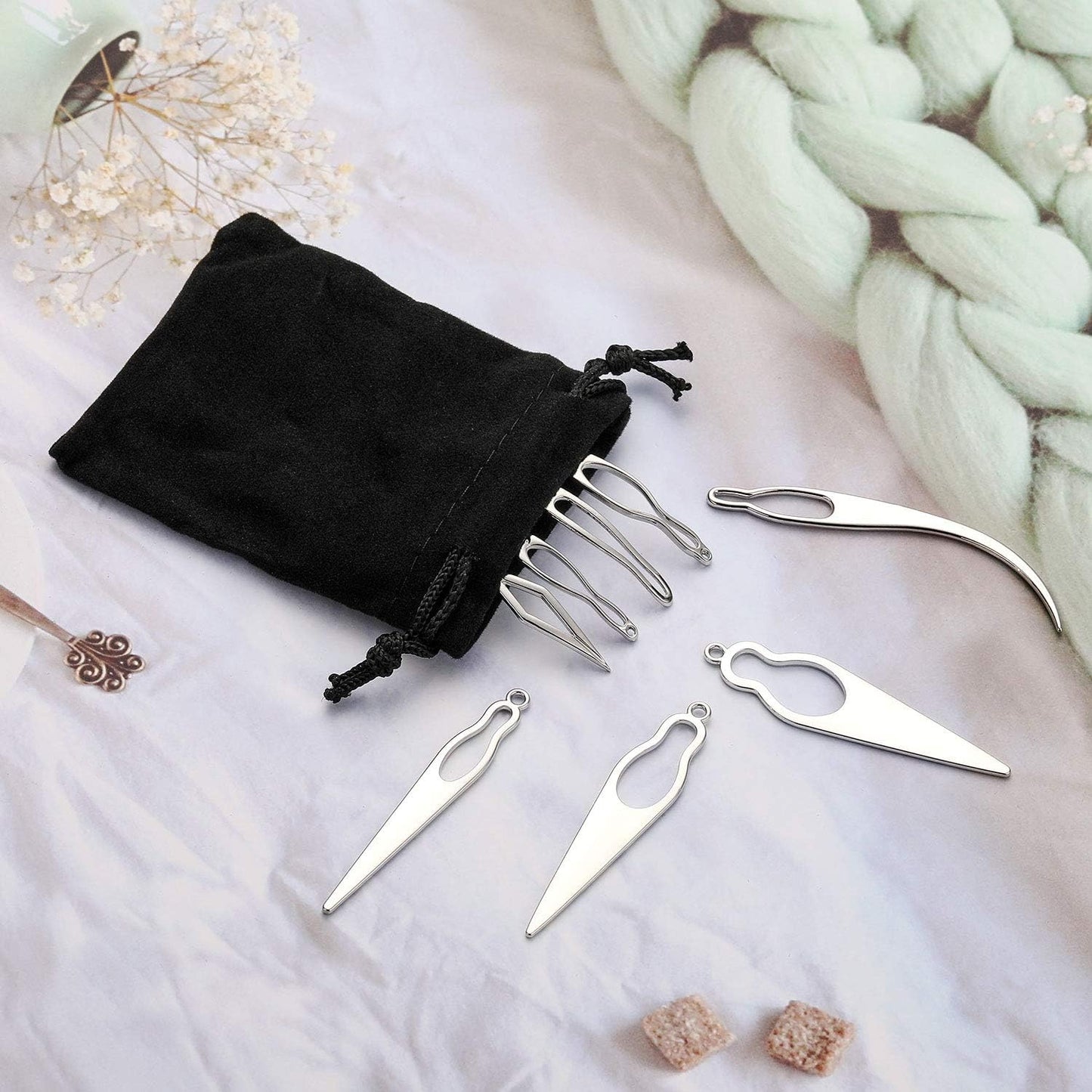 WILLBOND 8 Pcs Dreadlock Interlocking Tool for Locs Sisterlock Retighten Tool for Dreadlocks Interlocks Crochet Braiding Hair Tightening Extensions Accessory (Silver)