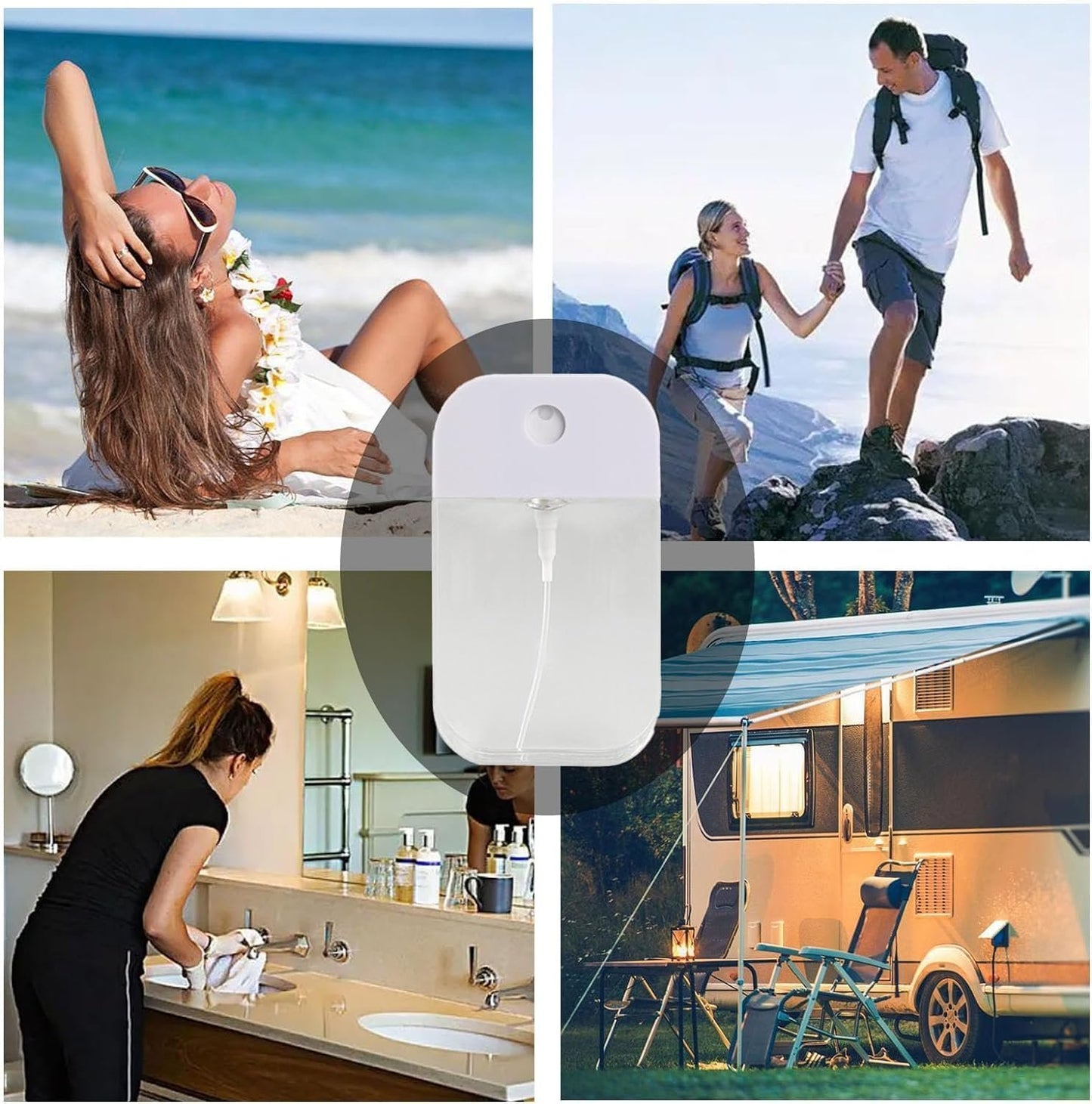 6 Pcs Travel Spray Bottle, 50ML Mini Refillable Cosmetic Perfume Atomizer, Portable Moisturizing Sprayer Box,Hand Wash Spray Bottle for Outdoors and Travel