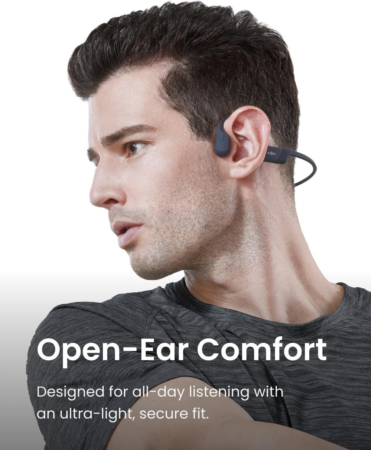 Shokz OpenRun (AfterShokz Aeropex) - Open-Ear Bluetooth Bone Conduction Sport Headphones - Sweat Resistant Wireless Earphones for Workouts and Running - Built-in Mic, with Headband (Black)