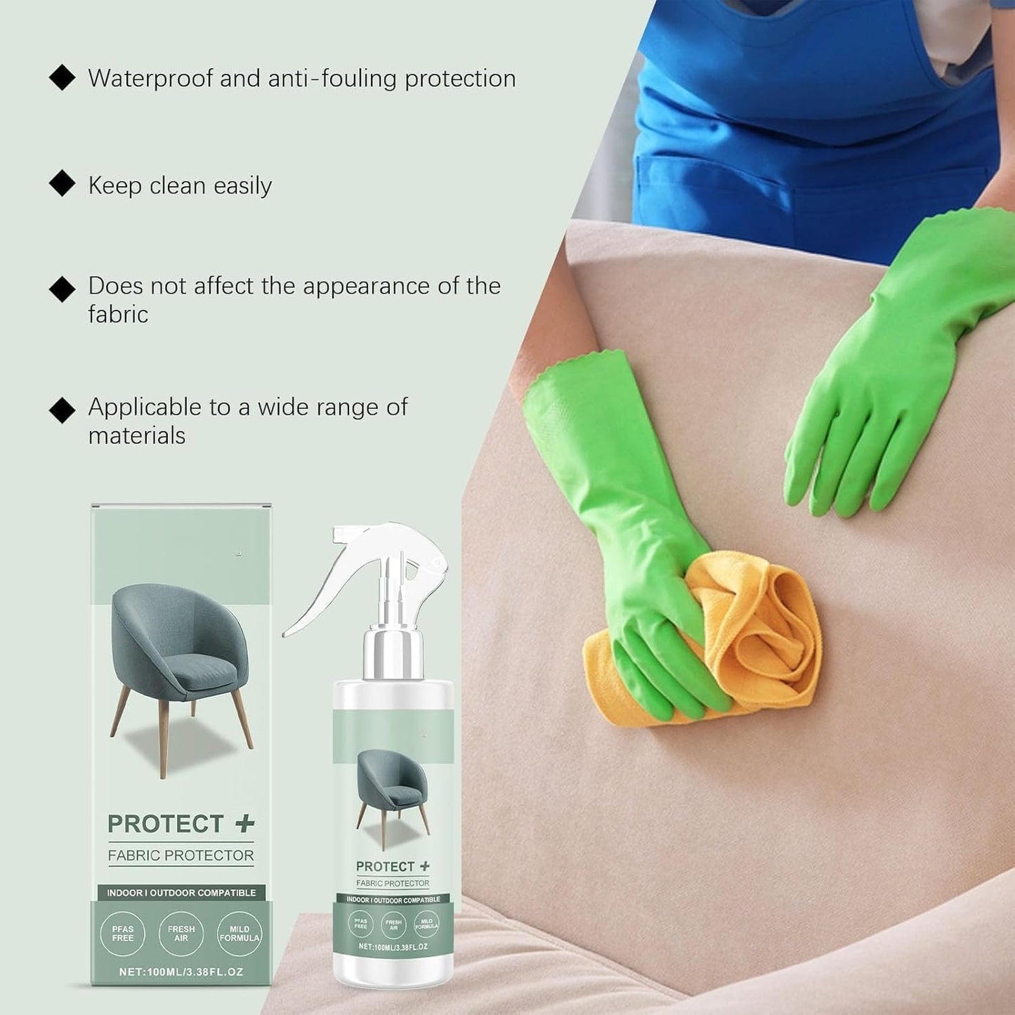 Multipurpose Protect+ Fabric Protector Spray, Home Essentials Upholstery Protection, Fabric Water Shield & Guard Spray, Long-Lasting Sofa & Furniture Stain Protection (2 Pcs)