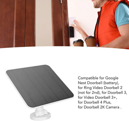12W Solar Panel for Ring Camera, Solar Panel Charger with 360 Degree Adjustable Bracket, 9.8ft Charging Cable, USB C Solar Panel Video Doorbell 2 3 3+ 4 Plus and for Doorbell 2K Camera