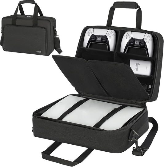 Case Compatible with PS5/PS5/PS5 Pro/PS4,Console Carrying Travel Case Compatible with Playstation 5 and PS5 Digital Edition,Protective Storage Bag Fits for PS5 Controllers,Game Discs,Charger&Accessories-Black