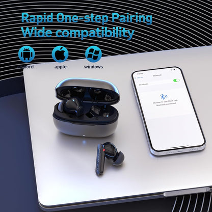 Monster N-Lite Clear Talk Wireless Earbuds Bluetooth 5.3 Headphones with CVC 8.0 Noise Reduction, IPX8 Waterproof, 60H Playtime, Fast Charging for Sport