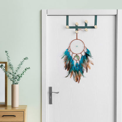 VIBILIA Dream Catchers Tree of Life Blue Feathers, Handmade Native American Dreamcatcher with Crystals for Kids Bedroom Wall Hanging Home Decor Holiday Ornaments Birthday Party Blessing Gift