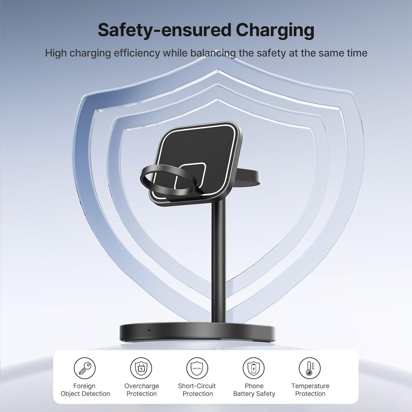 KU XIU X85 3-in-1 Wireless Charging Station, Magnetic Charger Stand with Mini Basketball Hoop for iPhone 16/15/14/13/12, 5W Fast Charging for Apple Watch S10/Ultra/9/8/7, AirPods 4/3/2/Pro - Black