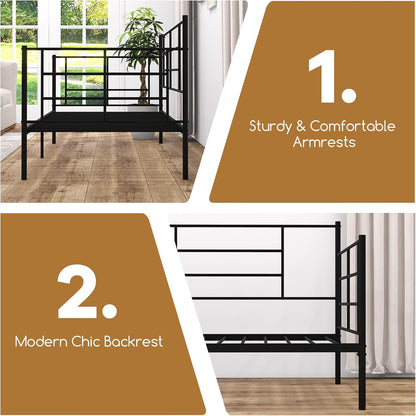 Giantex 2-in-1 Single Daybed, Sofa Bed with Arms & Back, Single Platform Bed with Metal Slat Support for Living Room, Guest Room, No Box Spring Needed