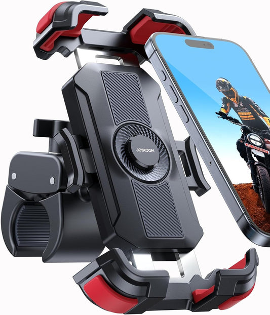 JOYROOM Motorcycle Cell Phone Holder - [2025 Metal Pull][160km/h Shockproof] Bike Cell Phone Holder, Universal Bicycle Handlebar Holder for iPhone 16 Pro Max Samsung Smartphone 4.7-7 Inch