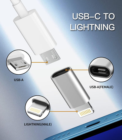 Micro USB Female to Lightning Male Adapter(3pack)Android Charge Cable Port Connector for Apple iPhone 11 12 13 14 Pro Max Mini Xs Se 7 6 X 8 Plus Ipad Charging Cord Data Sync Charger Converter Dongle