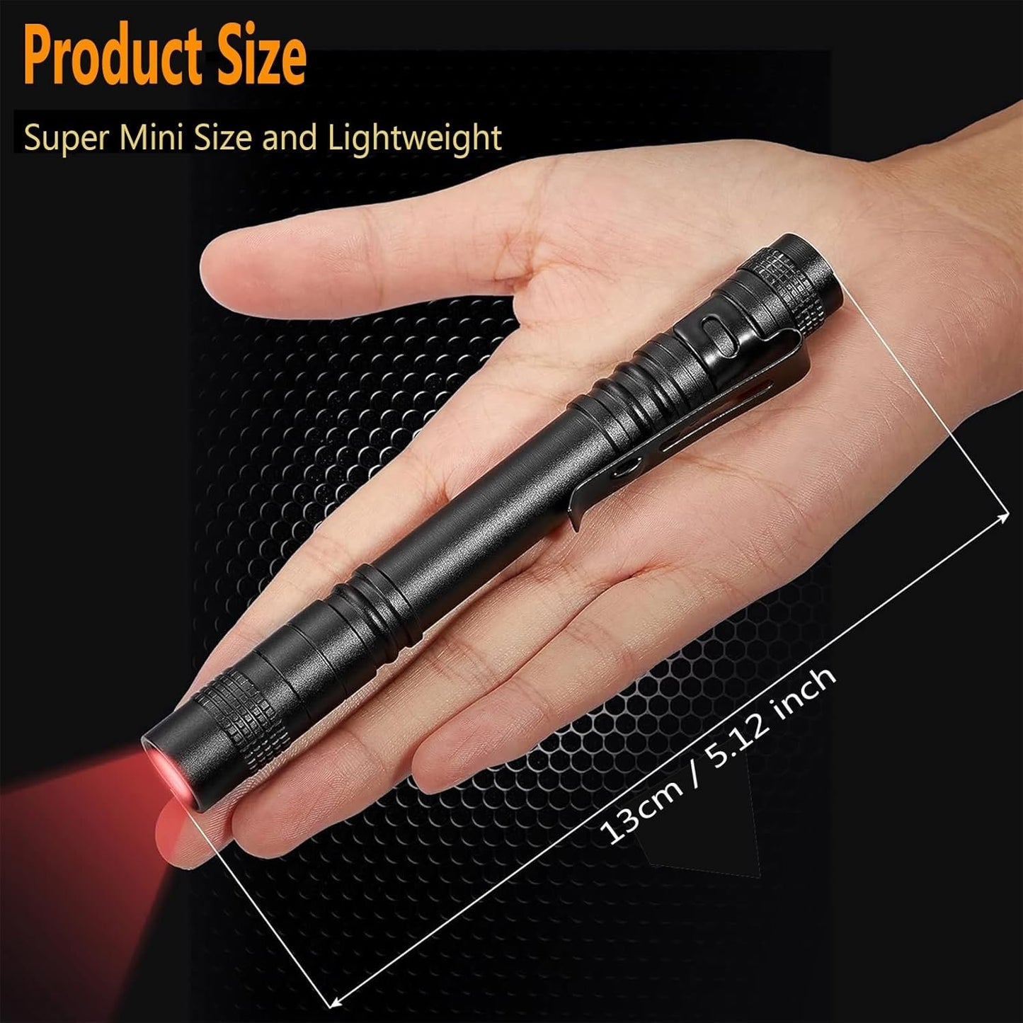 MODOAO Red Light LED Torch, 8 Pack High Power LED Pen Flashlights, Waterproof Handheld Flashlights Pocket Compact Torch with Clip, for Camping, Hiking, Night Vision, Astronomy and Emergency