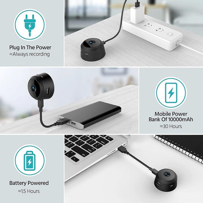 Suonady-Spy Focus Magnetic Mini Security Camera 3pack Mini Surveillanc Camer WiFi Wireless Small Security Camera for Home Indoor/Outdoor Black