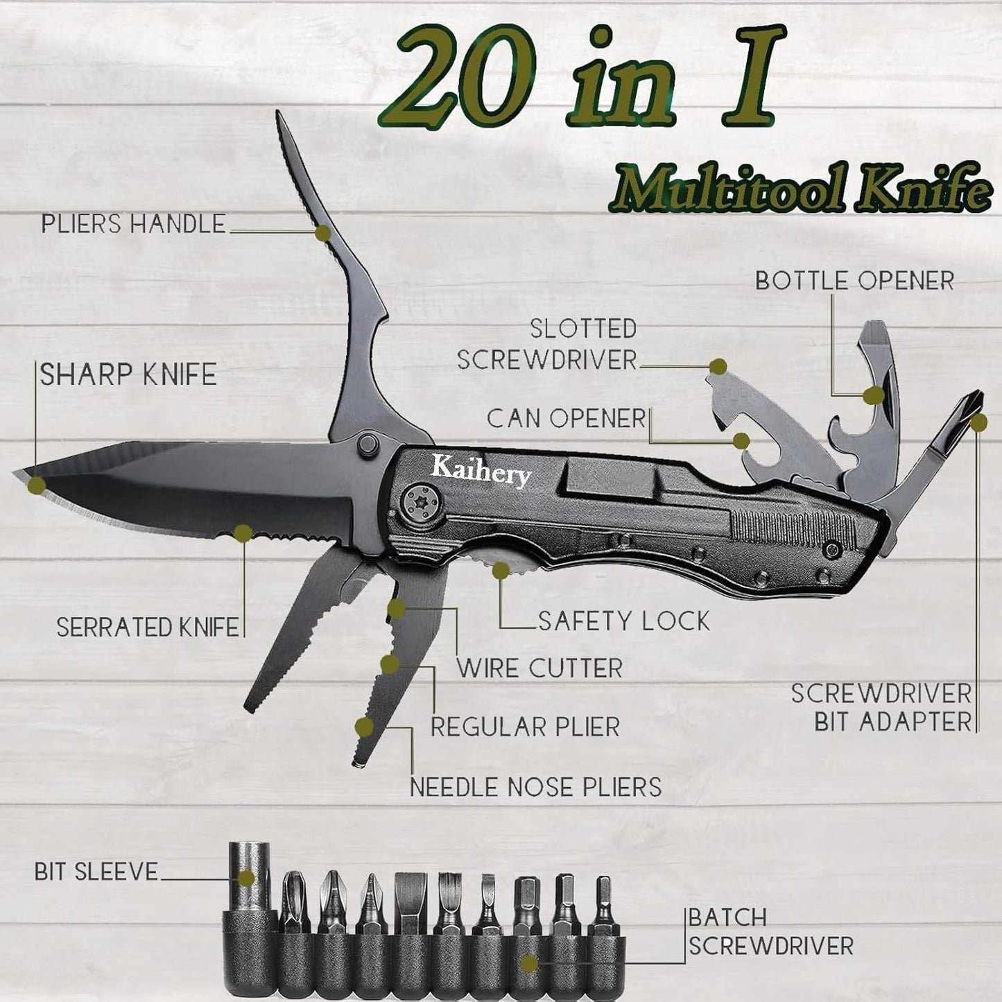 Pocket Knife Folding Multitool, Stocking Stuffers Gifts for Men Dad, Urvival Gear with Knife Pliers Screwdriver Saw, Multi Tool Camping Knife with Safety Locking for Outdoor Survival Hunting Camping