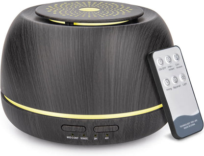 300ml Aroma Essential Oil Diffuser,8 Hours Wood Grain Cool Mist Aromatherapy Diffuser with Remote Control,USB-C Power Cable,Timer, 7 Color Light Changing Air Humidifier for Home,Office