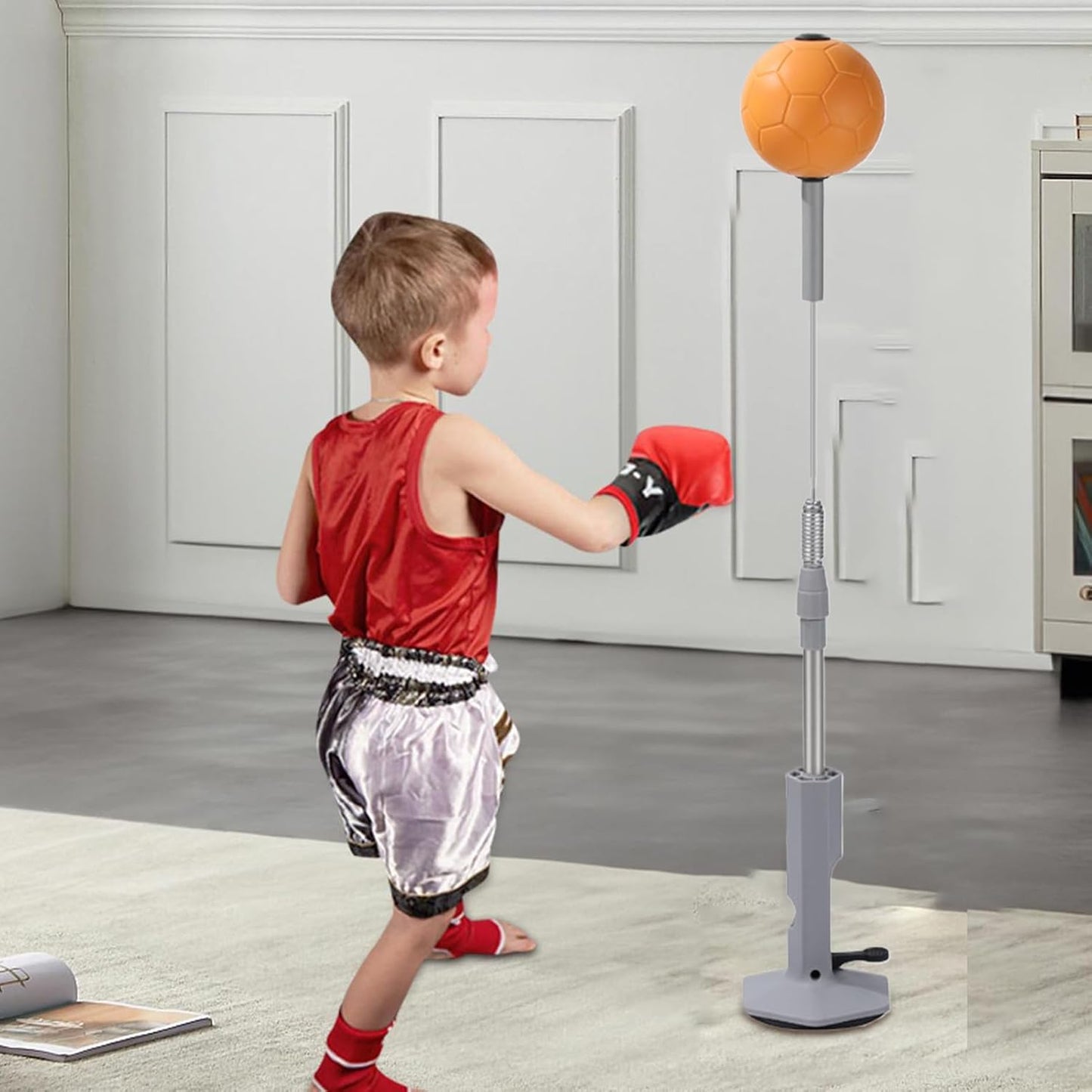 Speed Bag, Reflex Punching Bag with Stand, Adjustable Height Training Equipment, Strong Suction Cup Exercise Gear, Hand-Eye Coordination Workout Tool for Kids and Teens Fitness