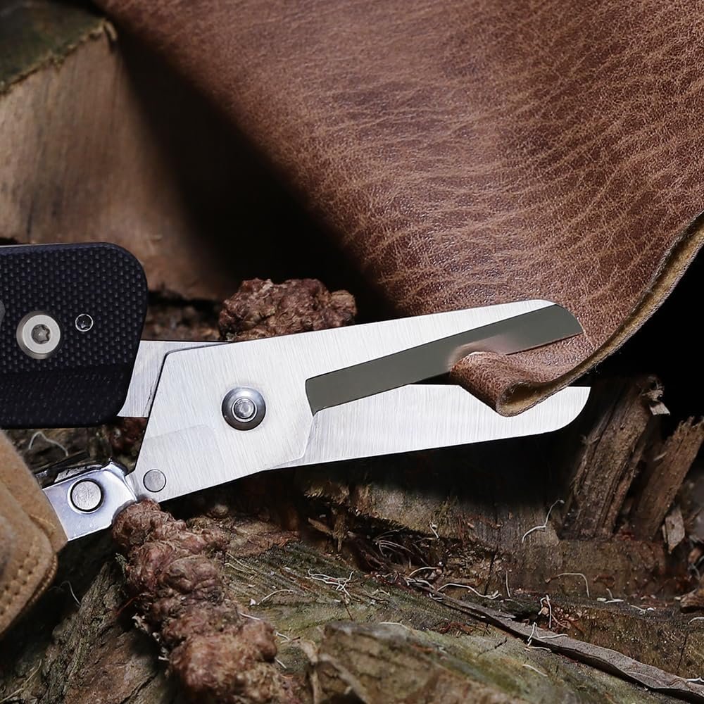 Roxon Folding Pocket Scissors 2 in 1 Must-Have at Home EDC Multi Tool with Belt Clip, Good for Housework, Rescue, Hunting, Survival, Fishing, Hiking, Camping