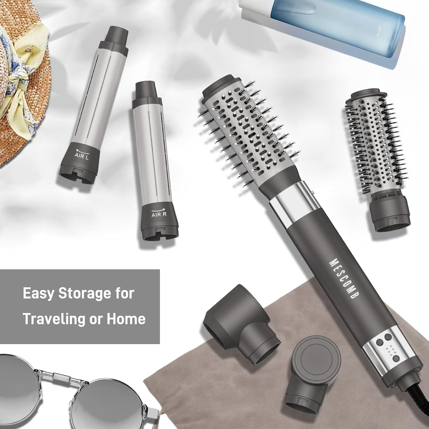 5 in 1 Hot Air Brush Set - 110,000 RPM Hair Dryer for Fast Drying, Multi-Styler with Auto-Wrap Curlers, Straightening and Volumizing Curling Brush