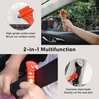 2 Packs Car Window Breaker with Whistles, Glass Window Breaker Seatbelt Cutter, Emergency Glass Hammer, Car Escape Tool, Window Punch Seatbelt Cutter, Life Rescue Tools Kit for Car, Bus