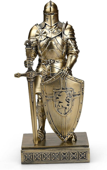 HDMbigmi King's Guard Ornament Knight Statue for Desk, Desktop Accessories Pen Holder Pen Stand Paperweight for Office and Home (Bronze)