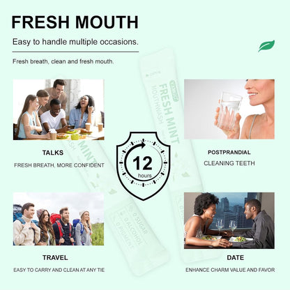 YXMGC Travel Size Mouthwash Packets – Portable, Fresh Breath Anytime, Eliminates Bad Breath, Sugar-Free, Alcohol-Free, 20 Pack ×12 ml