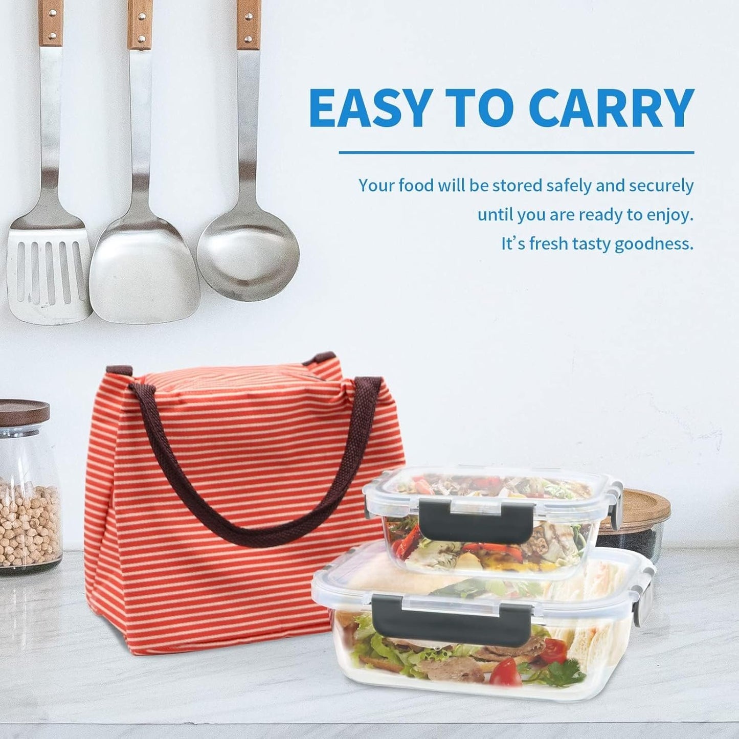 YOZOTI 10 Pack Glass Food Storage Containers with Lids, Glass Airtight Meal Prep Container Set for Lunch, on the Go, Leftover, Kitchen Pantry Organizers and Storage, BPA Free & Leak Proof (black)