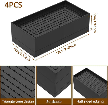 4Pcs Bed Risers Oversized Furniture Risers Heavy Duty Support 500kg Non Slip Bed Support Risers Wide Opening Bed Lifts with Non Scratch Base Extra-Tall Bed Lifts for Bed Couches Tables (Full-side)
