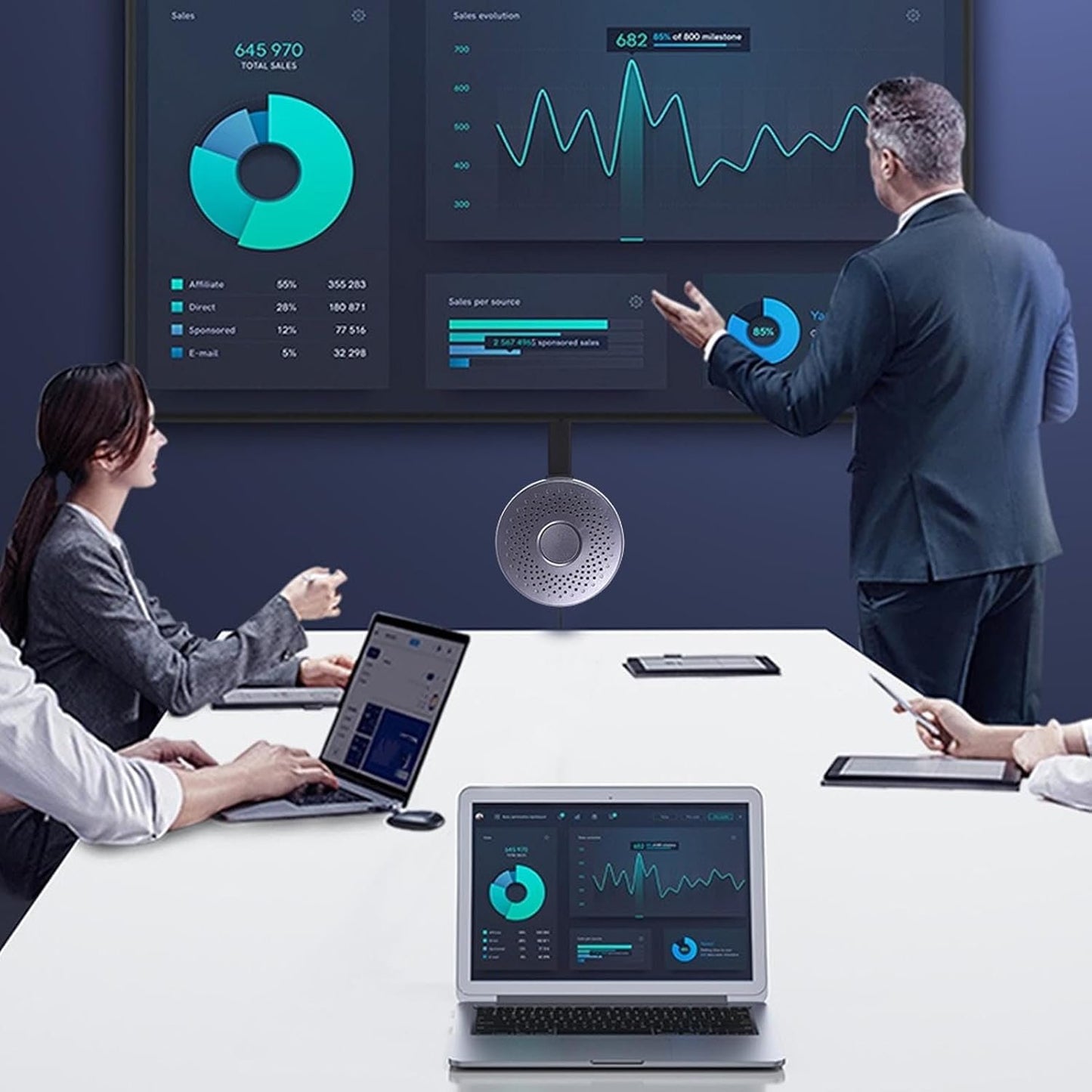 Wireless HD Display Adapter, USB C 1080P Wireless Phone to TV Screen Mirroring Adapter, 2.4G 5G HD Display Dongle Adapter, for Android and for OS X, for Wins 10 and Above