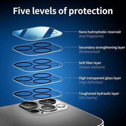 NEW'C 4 Pack, 2 x Glass Screen Protector for iPhone 13 Pro and 2 x Camera lens Protector, Scratch-Resistant, No Air Bubbles, Extremely Durable, 9H Hardness Tempered Glass