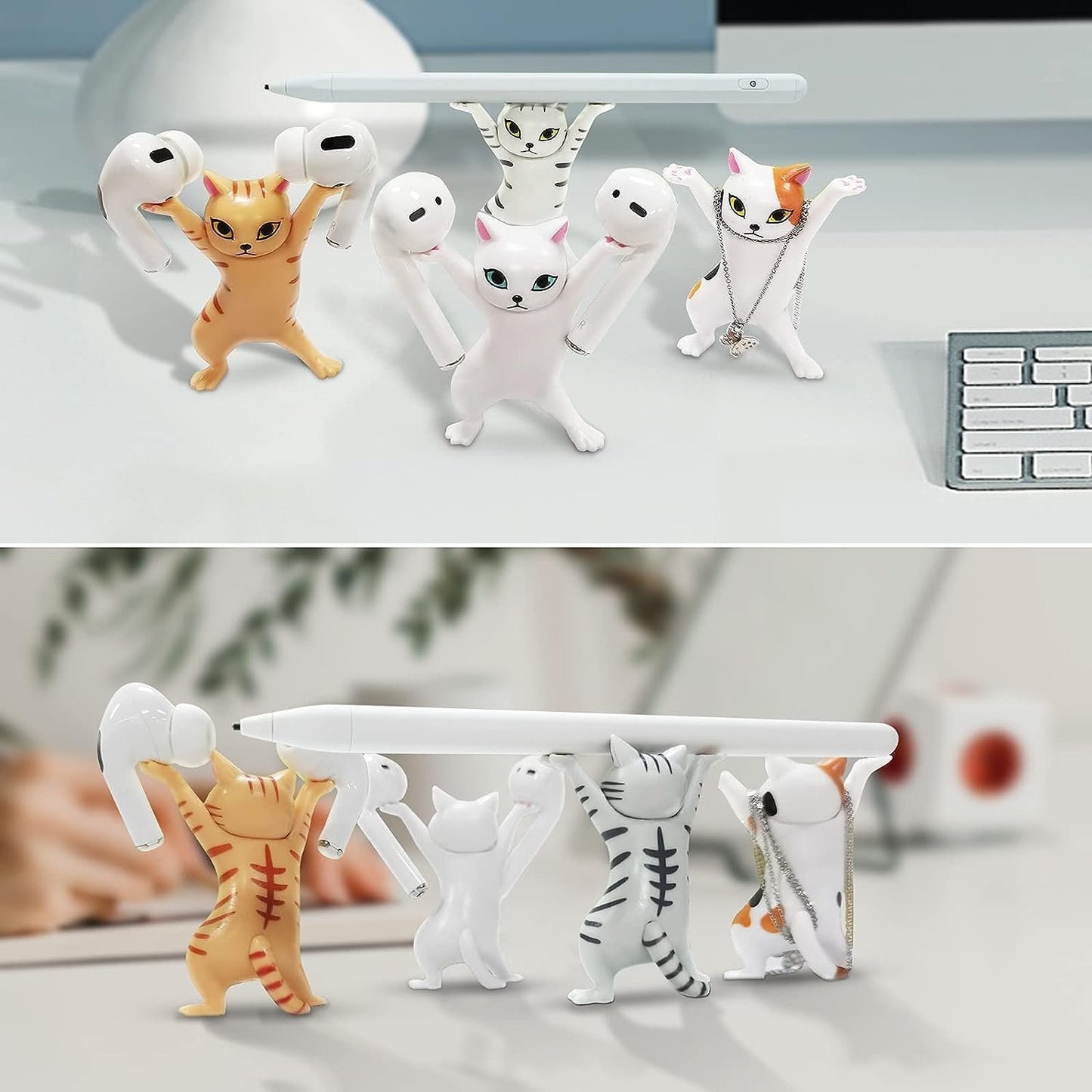 Litcalemy 5-PCS Whimsical Humor Funny Cat Pen Holder - Vibrant Cat, Toy Gift, Desk Decor