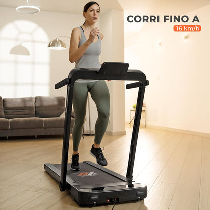 YM Next 6000 Folding Electric Treadmill, 16 km/h, Italian Brand, Space-Saving, Bluetooth + Kinomap Zwift Bitgym Fithome, Super Compact (13 cm Closed), Italian Assistance