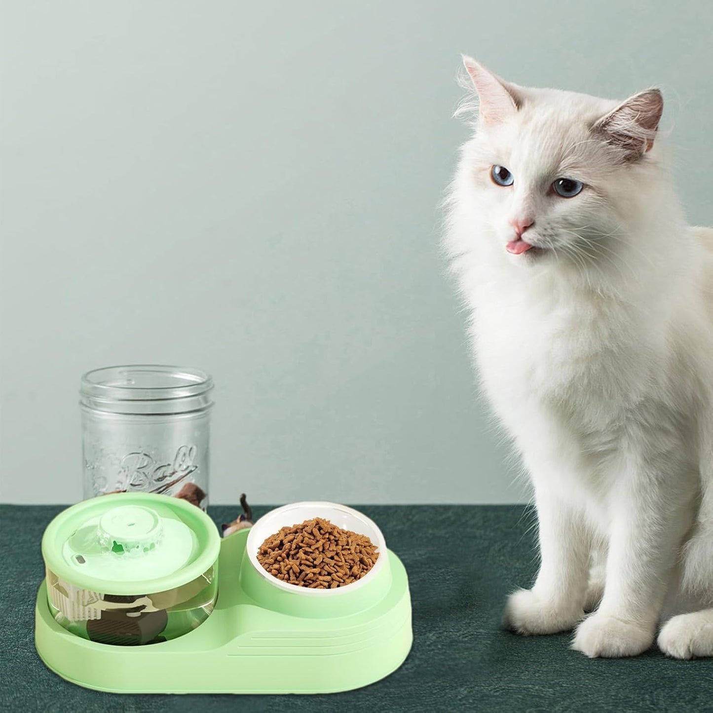 Pet Water Dispenser, Dog Food Dispenser Automatic, Tilt Cervical Support, Quiet Design, Feeding & Watering Supplies for Home Use