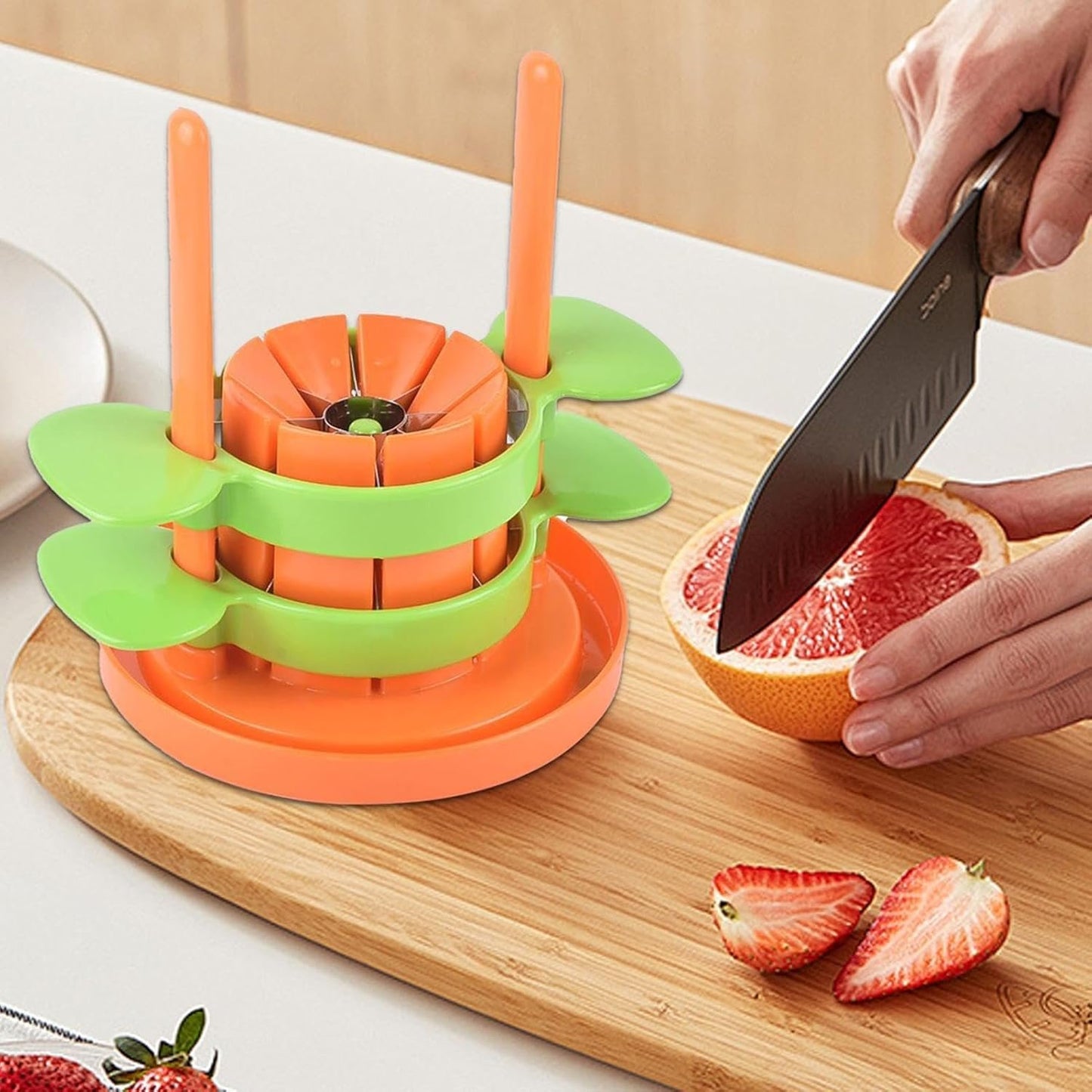 Fruit Slicer,Orange Corer Tool Pear Divider - Sturdy Stainless Steel Fruit Cutter, Easy to Use Orange Slicer and Wedger for Potato Onion Vegetables
