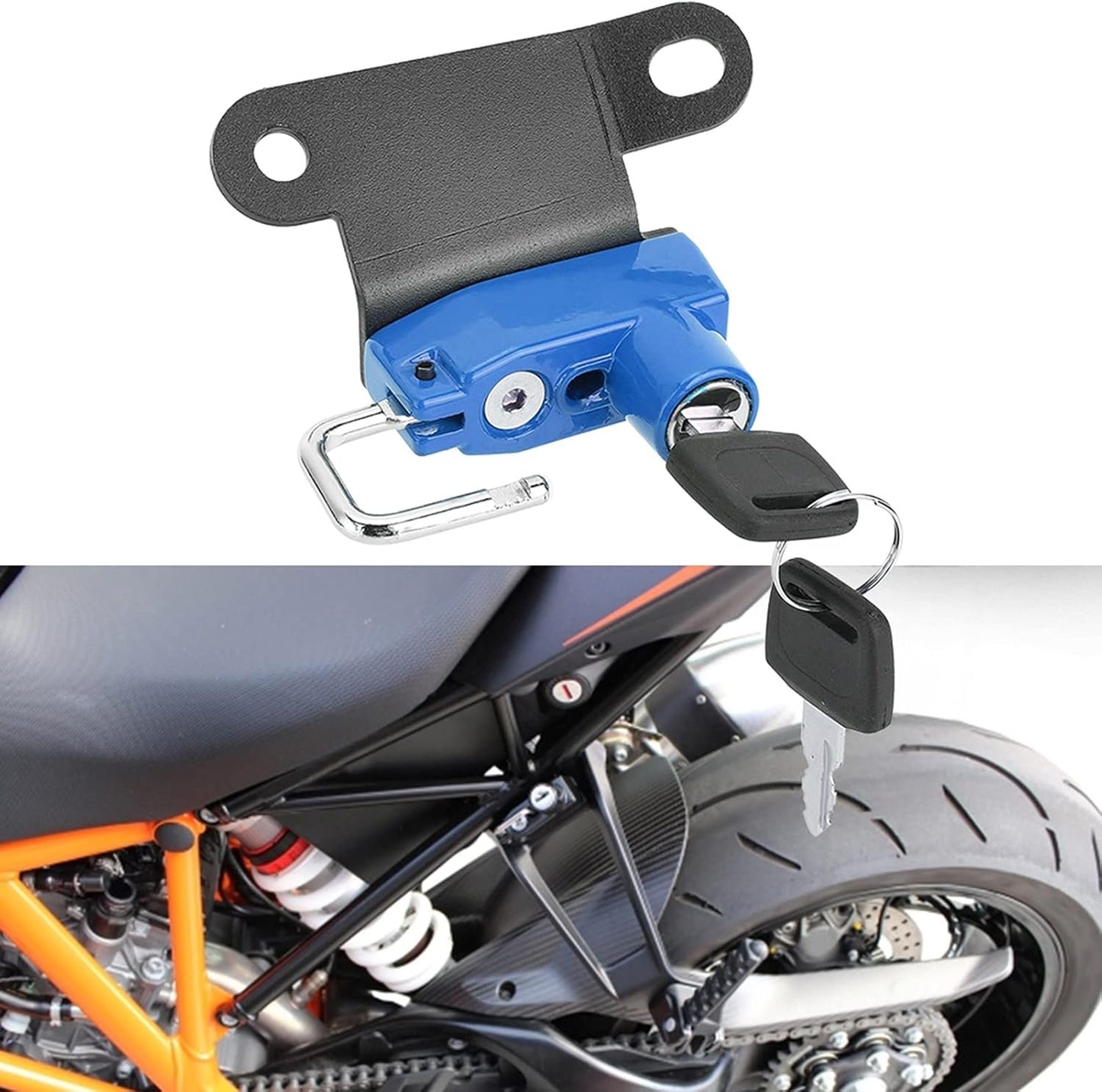 Anti-Theft Aluminium Legungshelm Helm Helm Helm Lock Lock Hook for Superduke R 1290 2014 Motorcycle Helmet Safety for Anti-Heft Protection (Blue)