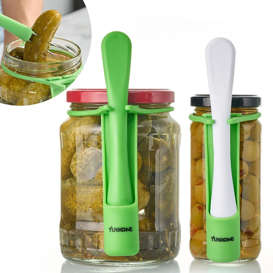 Pickle Fork, YUNHOME Pickle Grabber, Unique Kitchen Gadgets, Olive Fork Pickle Picker Pickle Gift Cool Gadgets Pickle Gifts Pickle Forks Tool for The Jar Pickle Holder, Green&White, YPF02