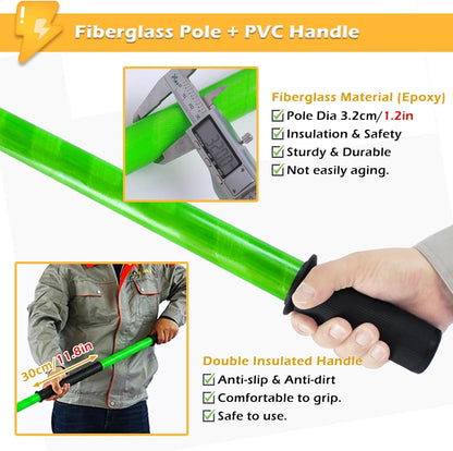 Rescue Hook Stick Electrical Safety Commercial High Voltage Insulated Rescue Hook, Anti-Electrocution Fire Electrical Safety Pole Tool Life-Saving Rod with Non-Slip Handle, for Power Station/Factory E