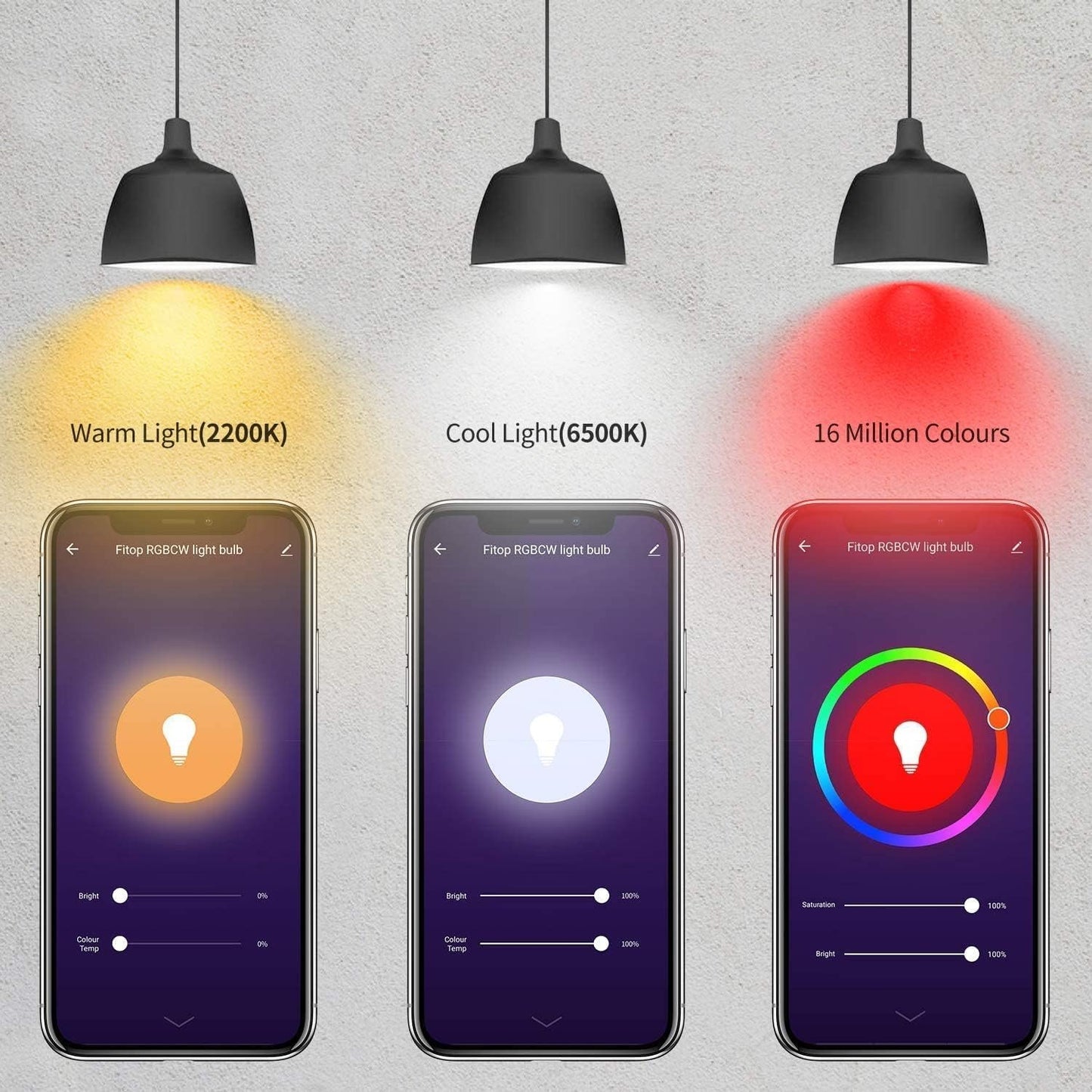 Smart Wi-Fi Light Bulb Multicolor E27, 60W Equivalent LED with Preset Scenes, Schedule & Timer, Sunrise/Sunset Modes, Voice & App Control, Away Mode, No Hub, Pack of 4
