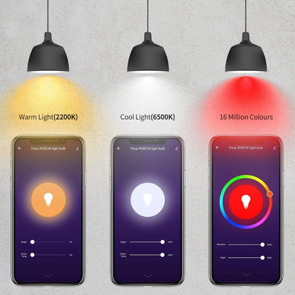 Smart Wi-Fi Light Bulb Multicolor E27, 60W Equivalent LED with Preset Scenes, Schedule & Timer, Sunrise/Sunset Modes, Voice & App Control, Away Mode, No Hub, Pack of 4