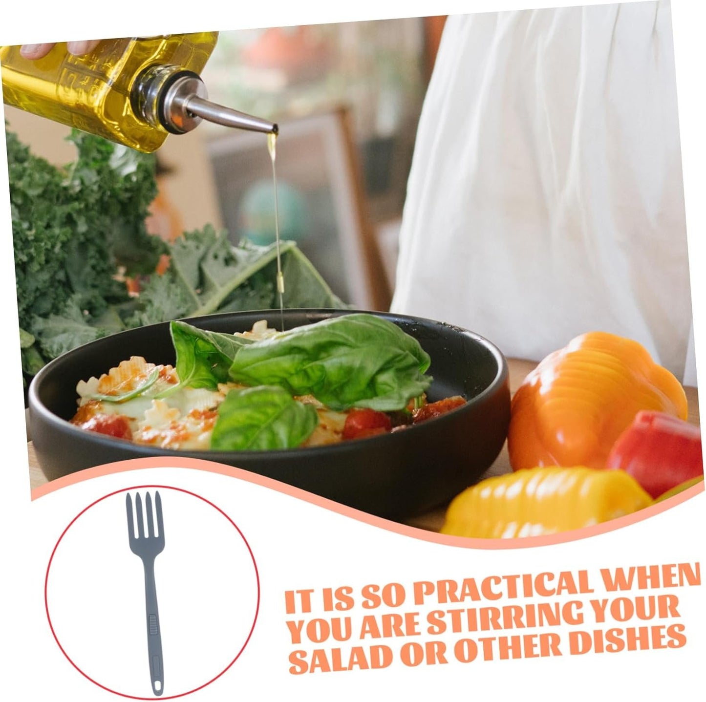 Gatuida Silicone Kitchen Fork Pasta Serving Fork Cutlery Kitchen Tools Fork Silicon Forks Kitchen Gadget Pasta Serving Fork Silica Gel