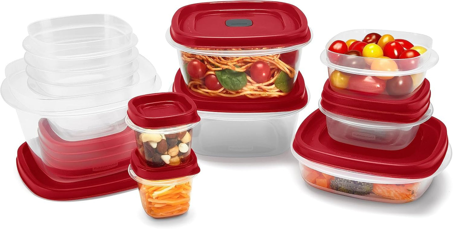 Rubbermaid Vented Easy Find Lid Food Storage Containers | Racer Red | 24 Piece Set