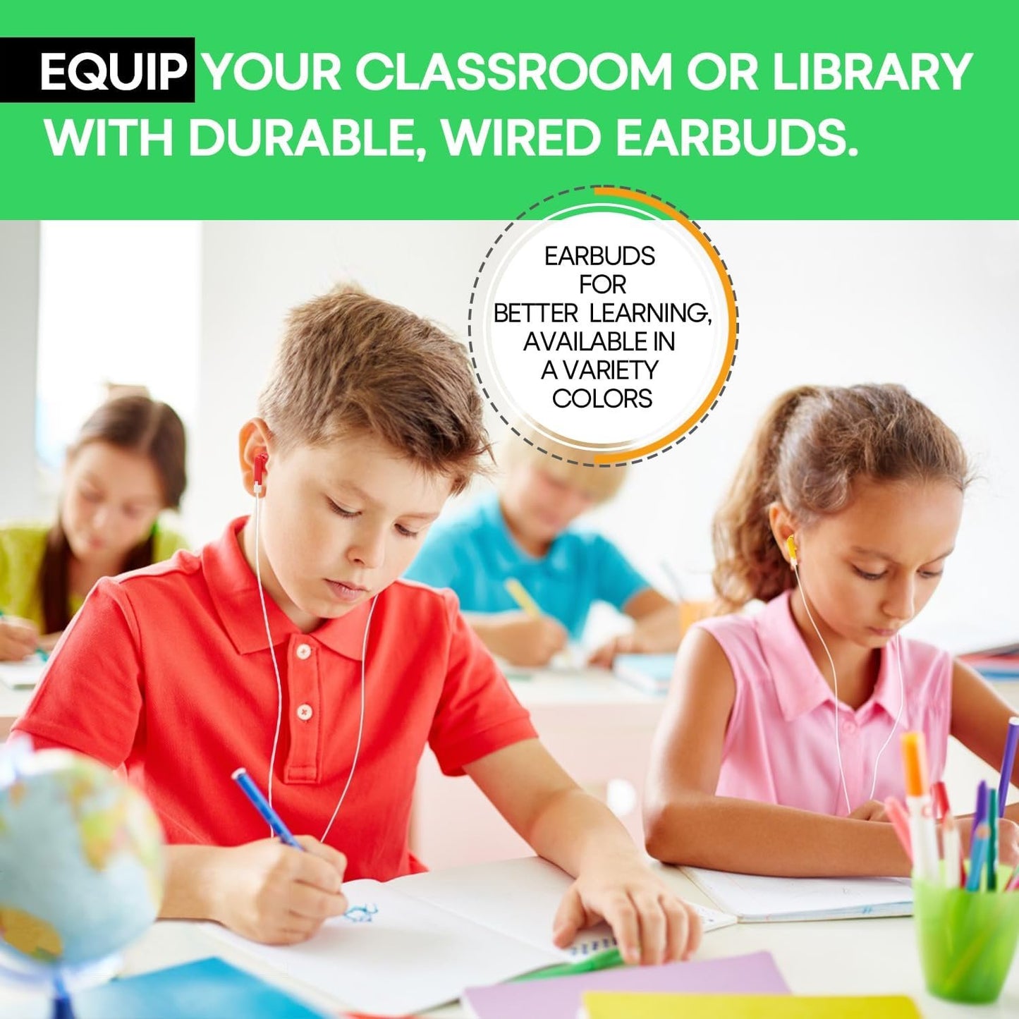 Kids Earbuds Bulk 10 Pack for School Classroom Children Student Boys Girls Toddler Teen and Adult(HTC101 Mixed Colors)