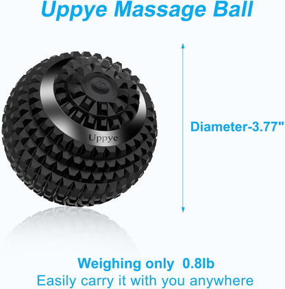 Uppye Vibrating Massage Ball for Physical Therapy and Workout Recovery, Ideal for Yoga, Deep Tissue Myofascial Release Tools - Back, Shoulder & Foot Muscle Massager (Black)