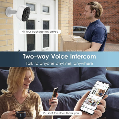 Geekee Security Cameras Wireless Outdoor 2-Way Talk Battery Powered Wi-Fi Cameras for Outside and Indoor 1080P Night Vision AI Motion Detection Siren Alarm IP65 Weatherproof 2-Pack
