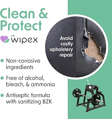 Wipex Yoga Mat Cleaner Gym Wipes - Plant-Based Lemongrass, Eucalyptus & Vinegar Wipes for Fitness Equipment & All Purpose Gym Cleaning - Safe for Peloton Bikes & Treadmills - 400 Count
