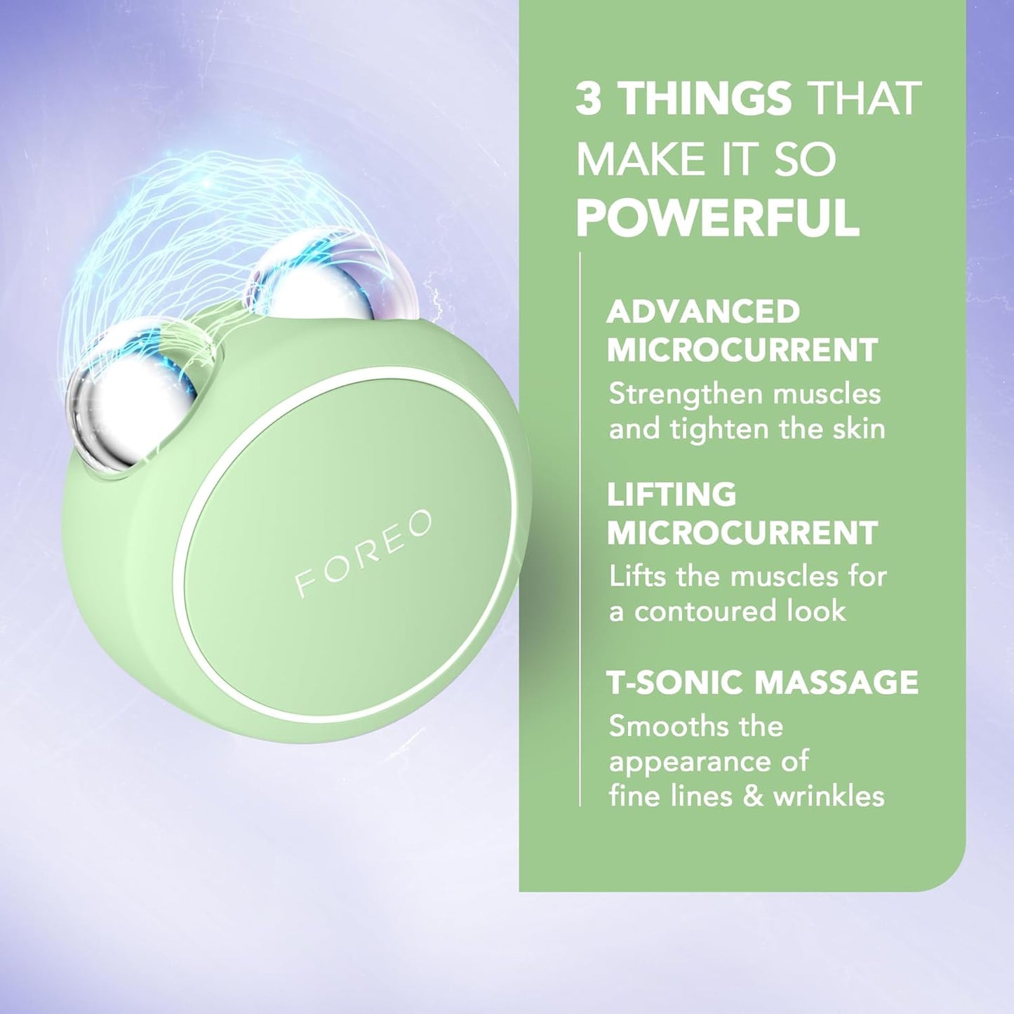 FOREO Bear 2 go - Travel-Friendly Toning Microcurrent Facial Device - for Fine Lines & Wrinkles - Anti Aging - Face Sculpting - Instant Full Face Lift - Firm & Contour - Compact Skin Care - Pistachio