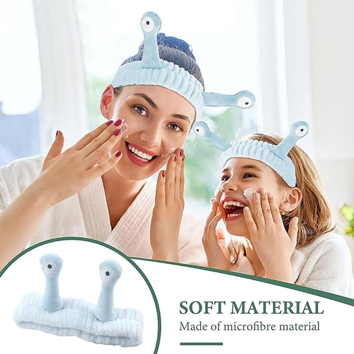 YQkangzhu 2pcs Frog Headband & Snail Skincare Headbands, 4pcs Spa Wristbands, Puffy Makeup Head Bands, Cartoon Face Wash Hair Band, Cute Animal Flannel Elastic Hair Accessories for Face Washing Shower