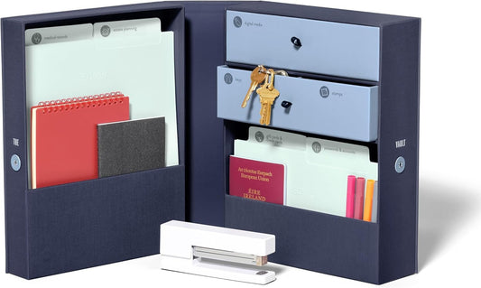 All-in-One Desk Organizer-Office Supplies Organizer-Desk Caddy-Important Document Storage-for Cabinet, Countertop, Desk, Workspace - Holds Passport, Keepsakes, Gift Cards, Tax Receipts, School Forms Something Blue