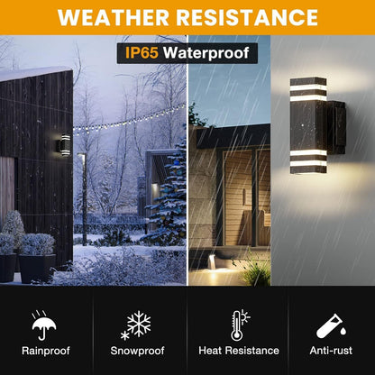 OUTKEIEI Outdoor Lights with GFCI Outlet, Up and Down Dusk to Dawn Porch Lighting, Exterior Light Fixture Waterproof, Outside Lights for House Front Door Patio Garage