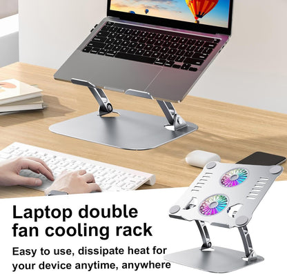 Laptop Cooling Stand - Aluminum Alloy Support, Fan Pad | 30cm Ergonomic Riser with Heat Dissipation Feature, Foldable Adjustable Laptop Holder for Desks, Business Setups